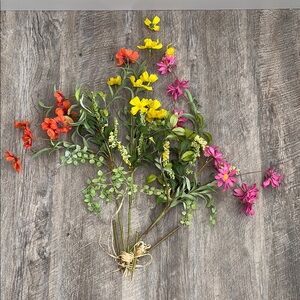 New Vibrant Floral Bouquet with Mixed Colors Orange Pink Yellow 23” high